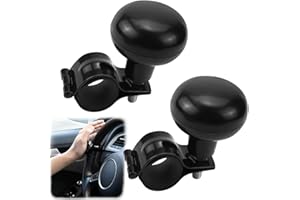 FAELNK 2 PCS Pomo Giratorio Para Volante Universal Bola para Volante Girador Manija Bola para Coches Camiones Montacargas Cortacésped Tractor Barco Carrito de Golf Negro