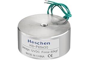 Heschen Elektromagnet Magnet Solenoid, P65/30, OD 65mm, DC12V 13W, 80kg/176lb
