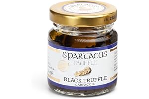 SPARTACUS TRUFFLE Truffe Carpaccio 40g – Truffe Noire en Fines Lamelles – Truffes Noires Conservées dans Huile d’Olive Extra Vierge – Délice Gourmet pour Pâtes, Risotto & Plats Raffinés