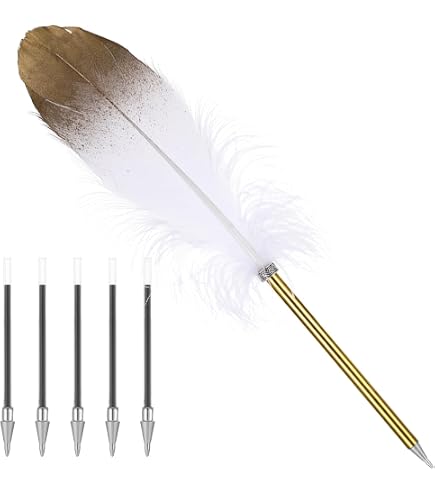 OPENDGO Federkiel-Kugelschreiber Set – 2 Stück In Schwarz & Weiß, Mit Vintage-Design Für Elegantes Schreiben