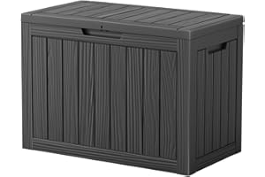 MAIUSCOLI 45 Gallon Waterproof Outdoor Storage Box,Resin Deck Box,Lockable Outside Storage Box Container for Patio Furniure,Garden,Pool Tools (45 Gallon,Black)