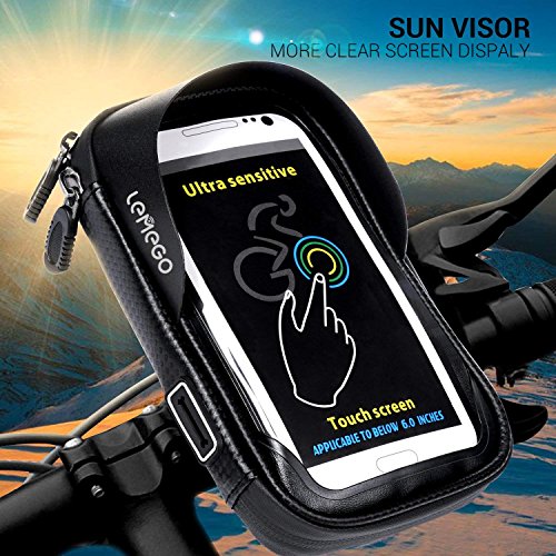 LEMEGO Support Vélo Téléphone Etanche, Support Smartphone Universel Sacoche Vélo pour Guidon de Vélo VTT Moto Scooter… – Image 5