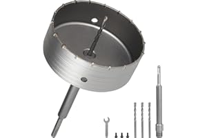 EXLECO Corona Hormigon 160mm Sierra Corona Perforadora Hormigon Broca para muro de Hormigón Taladro Hueco con 220mm Adaptador SDS Plus 3 Taladros Centrados, Brocas Sierra para Cemento Muro Piedra