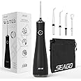 Water Flosser, Cordless Oral Irrigator, Rechargeable Portable Dental Water Jet Seago SG8001 for Removing Dental Plaque with 5 Jets and 3 Modes Tips, IPX7 Waterproof for Home and Travel Use, Black