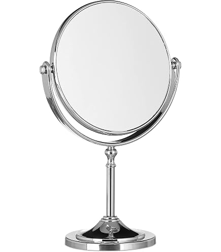 Miroir De Maquillage Grossissant 7x - Double Face Ø20 Cm - Rotation 360° - Miroir De Table Chromé Pour Salle De Bain, Rasage & Maquillage Précis