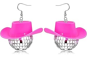 MAIGO Disco Ball Earrings - Retro Glass Sparkling Disco Ball Drop Earrings 70s 80s, Mirrorball Earrings for Cowgirl Bachelorette Party Womens Jewelry Accessories Gifts