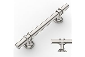 Amerdeco 10 Pezzi Maniglie per Mobili, Nichel Spazzolato, Foro 96mm, Argento, in Lega di Alluminio, per Mobili da Cucina, Maniglie Armadio e Cassetti UK0002