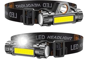 LETOUR Head Torch Rechargeable, 2 Pack Super Bright Watherproof Led Headlamp, 90° Degree Adjustable Lightweight Headlight Flashlight for Outdoor, Camping, Running, Cycling, Fishing, Hiking etc