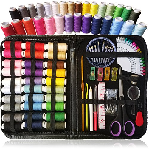 Kit de costura, suministros de costura más de 100 XL Calidad, 30 XL Kit de costura carretes de hilo, XL para bricolaje, principiantes, emergencia, niños, verano Camping, Viajes y Hogar