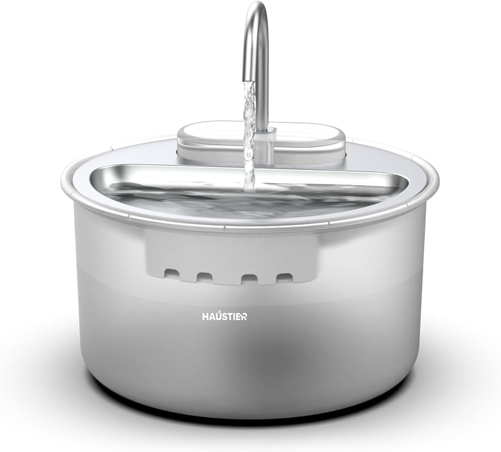 Haustier WF009LS Otomatik Kedi Su Sebili,Kedi Su Çeşmesi, Su Pınarı 3.5Lt Geniş Hazne, Çelik Tabla, Ultra Sessiz, BPA İçermez (Beyaz, 3.5 lt)
