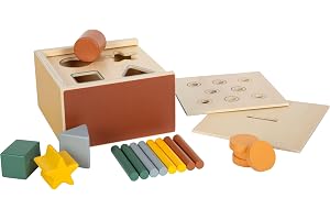 Small Foot Montessori Stapelleksak Tillverkad Av Fsc 100% Certifierat Trä, Pedagogisk Leksak Med 3 Insatser, Mynt, Stavar Och