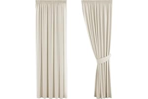 H.Versailtex Super Soft Pencil Pleat Blackout Draperies for Privacy Protected, Light Blocking Curtain for Nursery/Living Room with Two Free Tiebacks - Beige, 66" Width x 72" Drop, 2 Panels