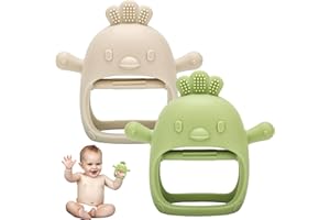 DZPUHUOJZ Beißring Baby, 2 Stück Baby Spielzeug 0 3 6 9 12 Monate, Zahnungshilfe Baby ab 3 Monate, Handschuh Beissring Baby, Sensorisches Fäustling Beißspielzeug Geschenke für Neugeborene Kleinkinder
