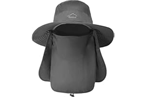 TAGVO Sombreros de Pesca para Hombre Mujer con Cubierta de Cuello Desmontable, Gorros de Pescador con Protección UPF 50+, Sombreros y Gorras de Sol Plegables para Cámping Excursionismo Caminando