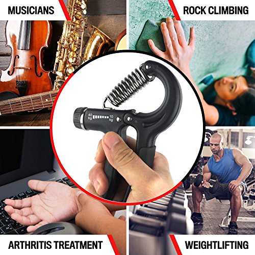 Mture Einstellbares Hand-Trainingsgerät Anpassbare Federgriffhantel Fingerhantel Handmuskeltrainer Handgreif-Trainer Griff-Verstärker einstellbarer Widerstandsbereich von 22 bis 88 Pfund (10-40 Kg) – Handgelenk, Unterarm Krafttraining Heavy Grips - 3