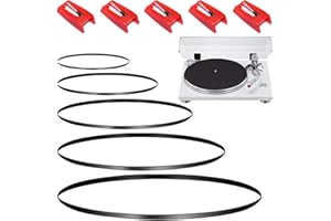 DaKuan Lot de 5 Stylets à Aiguille et 5 pièces de Rechange pour Courroie de Platine Vinyle Différentes spécifications Machine à Cassette carrée LP Phonographe Vinyle Record Player Recorder