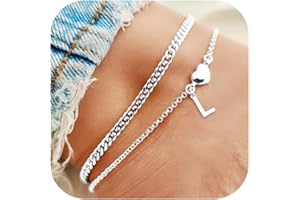 DORANA 2Pcs Anklets for Women Waterproof Ankle Jewelry Gift for Her Initial Foot Bracelet Birthday Gifts for Her Initial Foot Jewelry