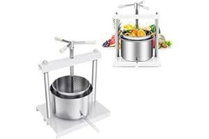 YUENFONG 5L Obstpresse Edelstahl Fruchtpresse Manuelle Presse Saftpresse Beerenpresse mit Edelstahlkorb, Weinpresse Maischepresse für Obst, Gemüse, Trauben