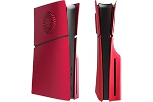 Hzxkqmil Cubierta de Placas de Repuesto para PS5 Slim Consola Edición Disco, Placas Laterales con Rejillas de Ventilación Carcasa Personalizada Funda ABS Anti-Rayaduras Accesorios, Rojo