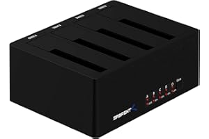 SABRENT 4 bay hard drive docking station, SSD HDD 2.5 3.5 inch SATA case dock, external SSD enclosure + power adapter, offline cloning, LED indicator, tool-free, USB cables included (DS-U3B4)