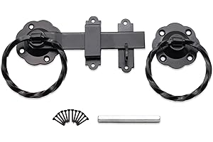 Infinity Decor Heavy Duty Epoxy Black/Zinc 6" 150mm Twisted Ring Gate Latch Catch Set Ideal for Wooden Gate, Garden Gate, Shed, Barn, Garage Doors (Black)