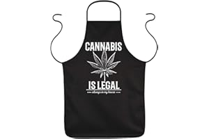 TINI - SHIRTS Cannabis Motiv Schürze - Kiffer Kochschürze Marihuana : Cannabis is legal always in my house - Party-Schürze Hanf/Weed/Gras