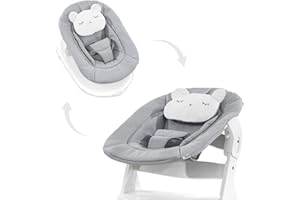 hauck Sdraietta Neonato Alpha Bouncer 2in1, Compatibile con Seggioloni hauck Alpha Plus e Beta Plus - Sdraietta Neonati dalla Nascita fino a 9kg, con Cuscino - Grigio, Orso