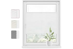 WOLTU Plissee Klemmfix ohne Bohren 80x100cm (BxH) Weiß Faltrollo Plisseerollo mit Klemmträger Lichtdurchlässig, Jalousie Sichtschutz und Sonnenschutz Easyfix Rollo für Fenster & Tür