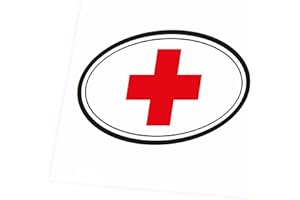 JINTORA Adesivi Auto Medic Cross Oval Red Cross - 3X 30x20mm - Adesivi per Auto autoadesivi - Tuning Esterni - Sticker Decorativi Resistenti all’Acqua per Carrozzeria Finestrini