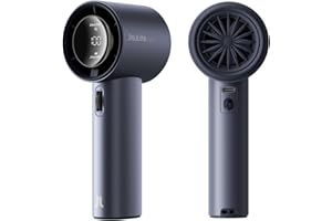 JISULIFE Tragbarer Handventilator,Einstellbare Geschwindigkeit(1-100),Turbo-Mini-Ventilator,Wiederaufladbarer 3600mAh Akku,Digitales Display,Für Frauen Männer Reisen/Camping/Outdoor-Blau