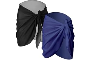 CHUANGDI 2 Pièces Wrap de Plage de Femmes Sarong Couverture de Bikini Jupes Wrap pour Maillot de Bain en Mousseline