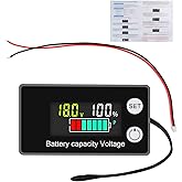 VOKTTA Battery Meter with Alarm Temperature 12V 24V 36V 48V 60V 72V 84V, Battery Capacity Tester, 8-100V LCD Digital Voltage 