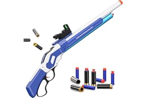 RuiDaXiang Pistolet Jouet,Fusil de Chasse Jouet, Blasters en Mousse EVA et Design d'éjection de la Douille Vide à Levier pour Les Jeux d'intérieur et d'extérieur (Bleu)
