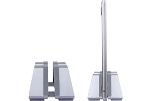 Psitek Regulowany Pionowy Stojak na Laptopa -Aluminium, Uniwersalne Dopasowanie do Wszystkich Laptopów - Modny Design, Regulowana Szerokość, Antypoślizgowy & Odporny na Zarysowania, Patentowany Design