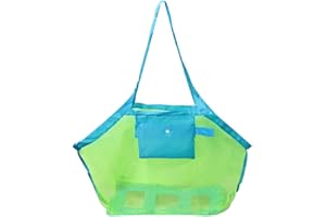 Amissz Strandtasche Strandspielzeug Tasche Groß Strandtasche für Sandspielzeug Wasserspielzeug für Kinder Aufräumsack Badetasche Beachbag Faltbar für Familie Urlaub Picknick