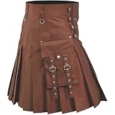 Scottish Skirt Mens Short Individuality Kilt Classic Traditional Pleated Skirt Scotland Skirt Gothic Fashion Scottish Pocket Skirts Punk Medieval Party