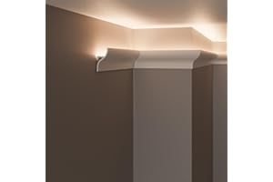 CREATE LUXURY GRAND DECOR Cornici velette per led a soffitto e parete (4 o 10 metri lineari - KH906), per illuminazione indiretta con le strisce led | decorative, prefabbricate in duropolimero (4 metri)