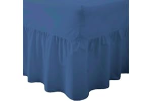 AmigoZone Plain Pollycotton Valance Fitted Sheet Or Pillow Pair Cases (Single, Mid Blue)