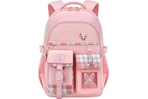 HANXIUCAO Cartable Fille Primaire, Kawaii Sac a Dos, Avec compartiment pour ordinateur portable pour Enfants de 6 à 12 Ans