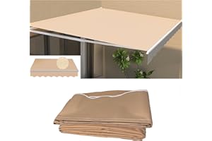 CEKOCK Reemplazo de Tela de Toldo de Patio Retráctil Poliéster Impermeable Cubierta Superior de Tela De Repuesto para Sombrilla Exterior para Patio Cubierta Balcón,sin Marco(Size:5x3m,Color:Caqui)
