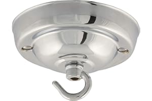 ElekTek Rosone da soffitto con gancio diametro 108 mm Finiture metallizzate colori verniciati a polvere per lampade a sospensione e lampadari Cromo