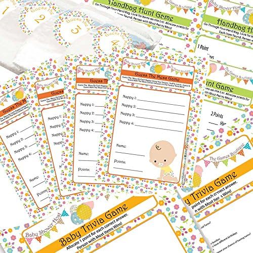 RUSTIC ROBIN RR DesignsBaby Shower Games 3 Signature Bundle for 16 Guests Fun activities for 8, 10, 12 16 People