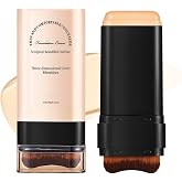 2 in 1 Lightweight Moisturizing Stick Makeup Foundation, Foundation Stick with Built-In Brush, Matte Finish, Cover Blemishes,