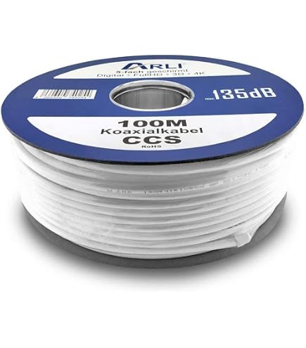 VENTON Koaxkabel RG7F-KU A+ 5fach Geschirmt – 100m Für 4K/HDTV, Satellit, Kabel & DVB-T2/C/S2
