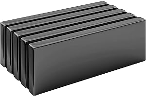 Realth 5 Piezas Imanes de Barra de Neodimio con Revestimiento Pizzari Imán de Epoxi Negro Fuerte Magnético Permanente 60 mm * 20 mm * 5 mm para Refrigerador Oficina Proyecto y Artesanía(MC605B)