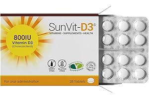 SunVit-D3 Vitamin D 800IU Tablets - Cholecalciferol Vitamin D Tablets Support The Maintenance of Bone, Teeth, Muscle & Immune System | Made in UK & GMP Approved - D3 Vitamins 28 Convenient Tablets