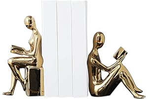 WJnflQN Serre-Livres Lourds pour étagères, Serre-Livres décoratifs pour Livres Lourds,2 Serre-Livres Robustes au Design de Figurines abstraites pour étagères - Supports de Livre de Serre-Livres