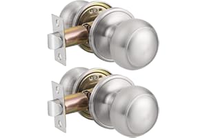 Probrico Brushed Nickel 2 Pack Passage Door Knobs, Interior Door Knobs, Keyless Door Knobs for Hallway