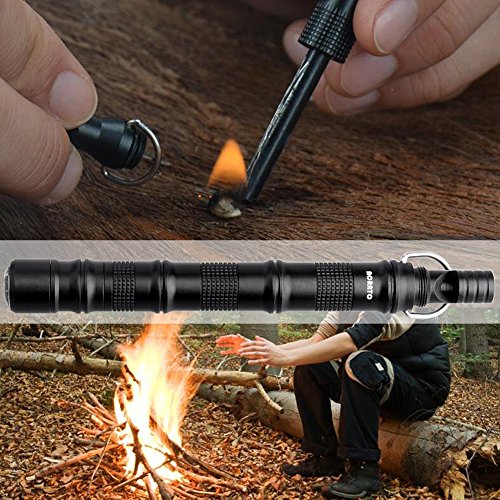 ACRATO Kubotan Tactical Pen Outdoor Überlebenstool Taktisches Multifunktionswerkzeug mit Mini Kompass Messer Notfallpfeife Feuerstahl und Schlüsselring für Camping Geschenk Schwarz - 5