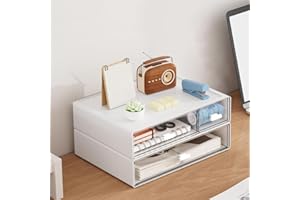 KARBAG Desk Organizer-Stackable Organizer Drawers, Desk Drawer Organizer with 3 Drawers Makeup Organizer Storage Box Office Stationery Supplies Organizer for Office Vanity Countertop Bathroom Bedroom